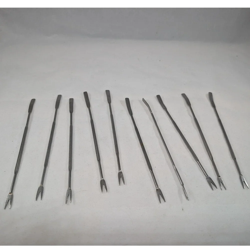 Vintage Stainless Steel Seafood Crab Lobster Picks Forks Set of 10 Scoop Tools